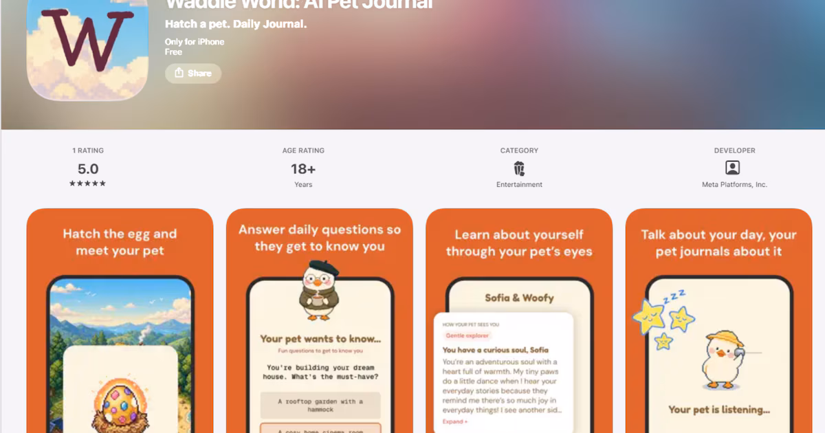 Meta presenta Waddle World, una mascota virtual con IA y diario personal, disponible gratis en Filipinas