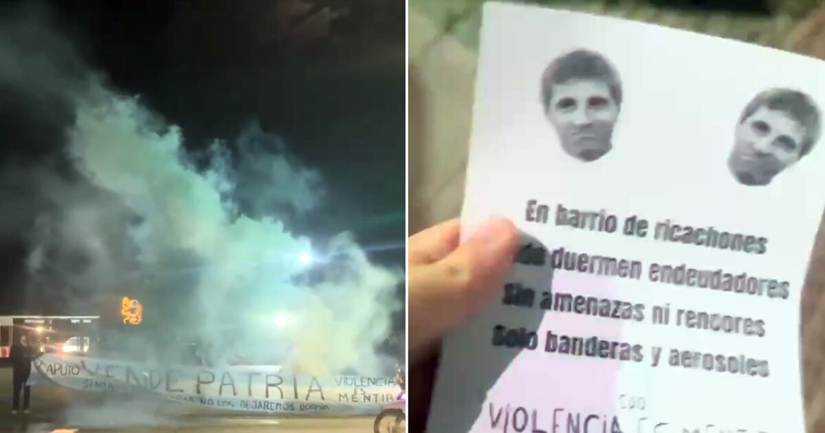 Protesta frente al Country Newman contra el ministro Caputo: bengalas, pancarta y volantes